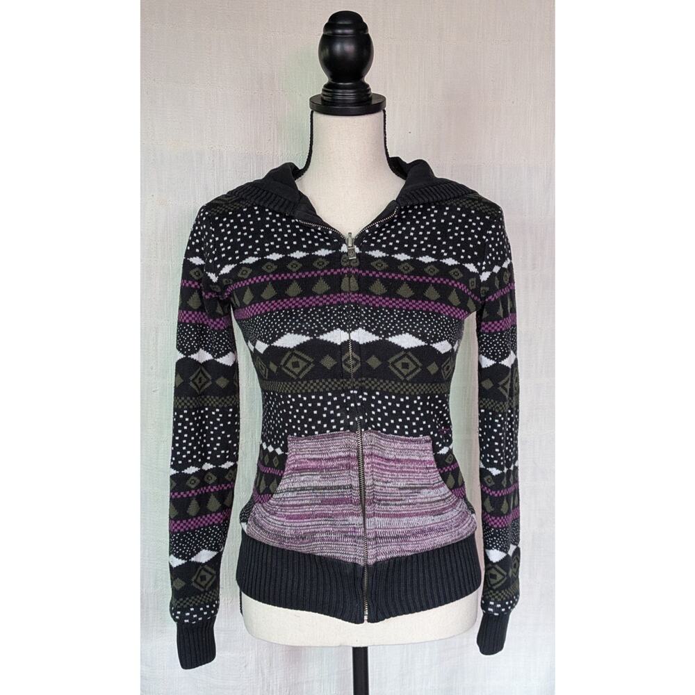 Vintage Y2k 90s Skatewear Volcom Black & Purple Reversible Full Zip Hoodie